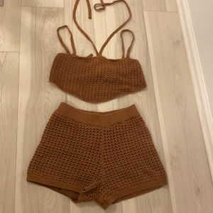 LE LIS COLLECTION crochet brown set, size M